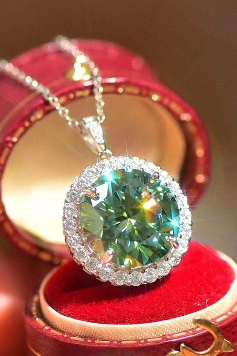 10 Carat Moissanite Pendant Platinum-Plated Necklace - Tredona LLC