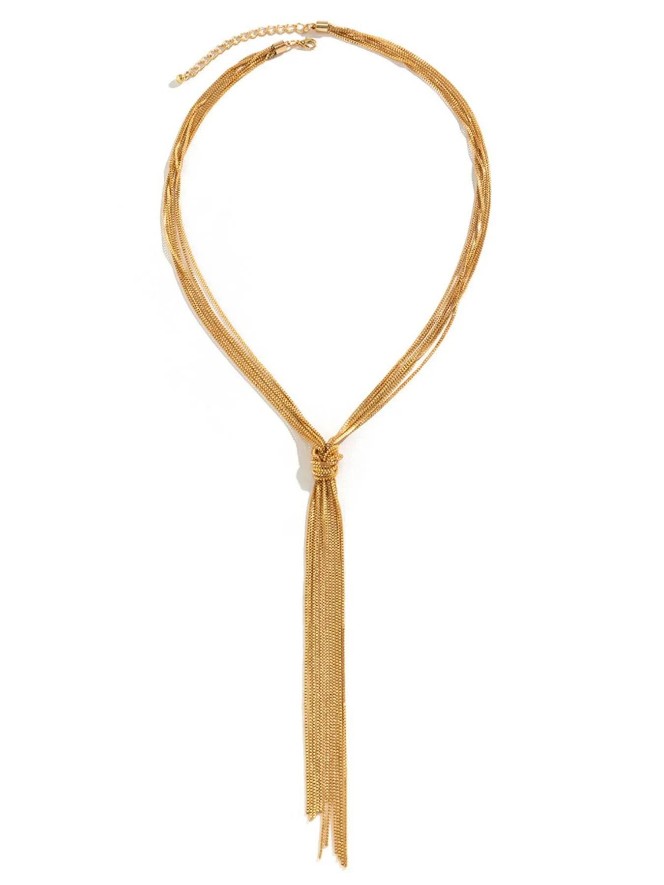 Twisted Knot ChainTassel Necklace - Tredona LLC