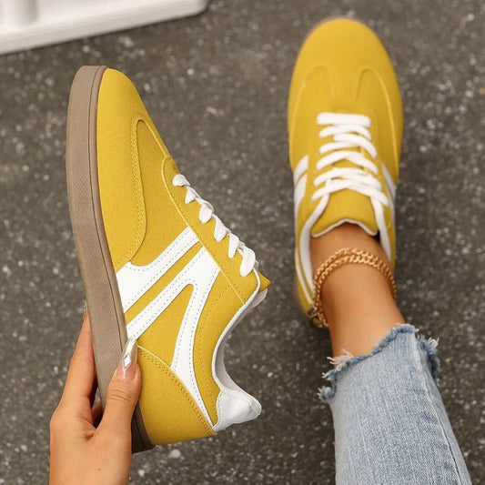 Lace Up Round Toe Flat Sneakers - Tredona LLC