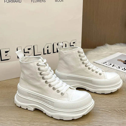 Lace Up Canvas Platform Sneakers - Tredona LLC