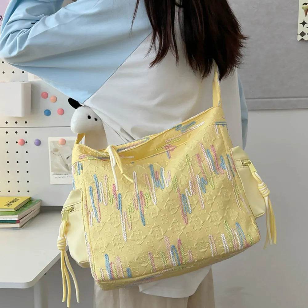 Contrast Texture Shoulder Bag - Tredona LLC