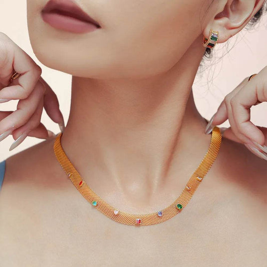 Titanium Steel Zircon Necklace - Tredona LLC