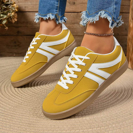 Lace Up Round Toe Flat Sneakers - Tredona LLC