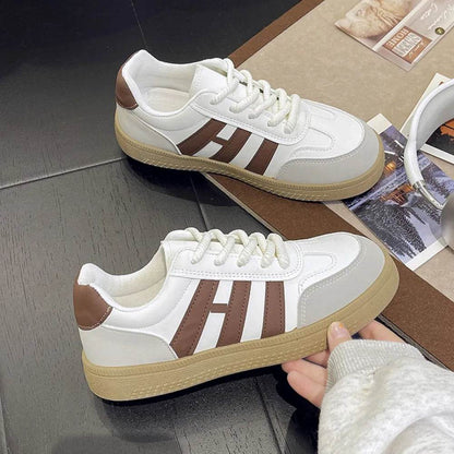 Contrast Round Toe Platform Sneakers - Tredona LLC