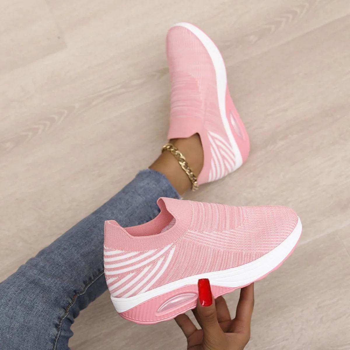 Breathable Mesh Wedge Sneakers - Tredona LLC