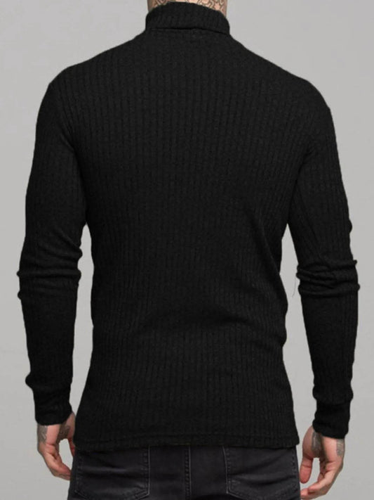 Men's Ribbed Turtleneck Long Sleeve Sweater - Tredona LLC