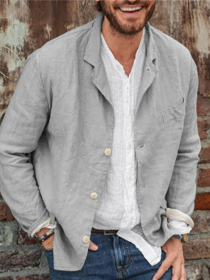Men's Full Size Button Up Long Sleeve Shacket Plus Size - Tredona LLC