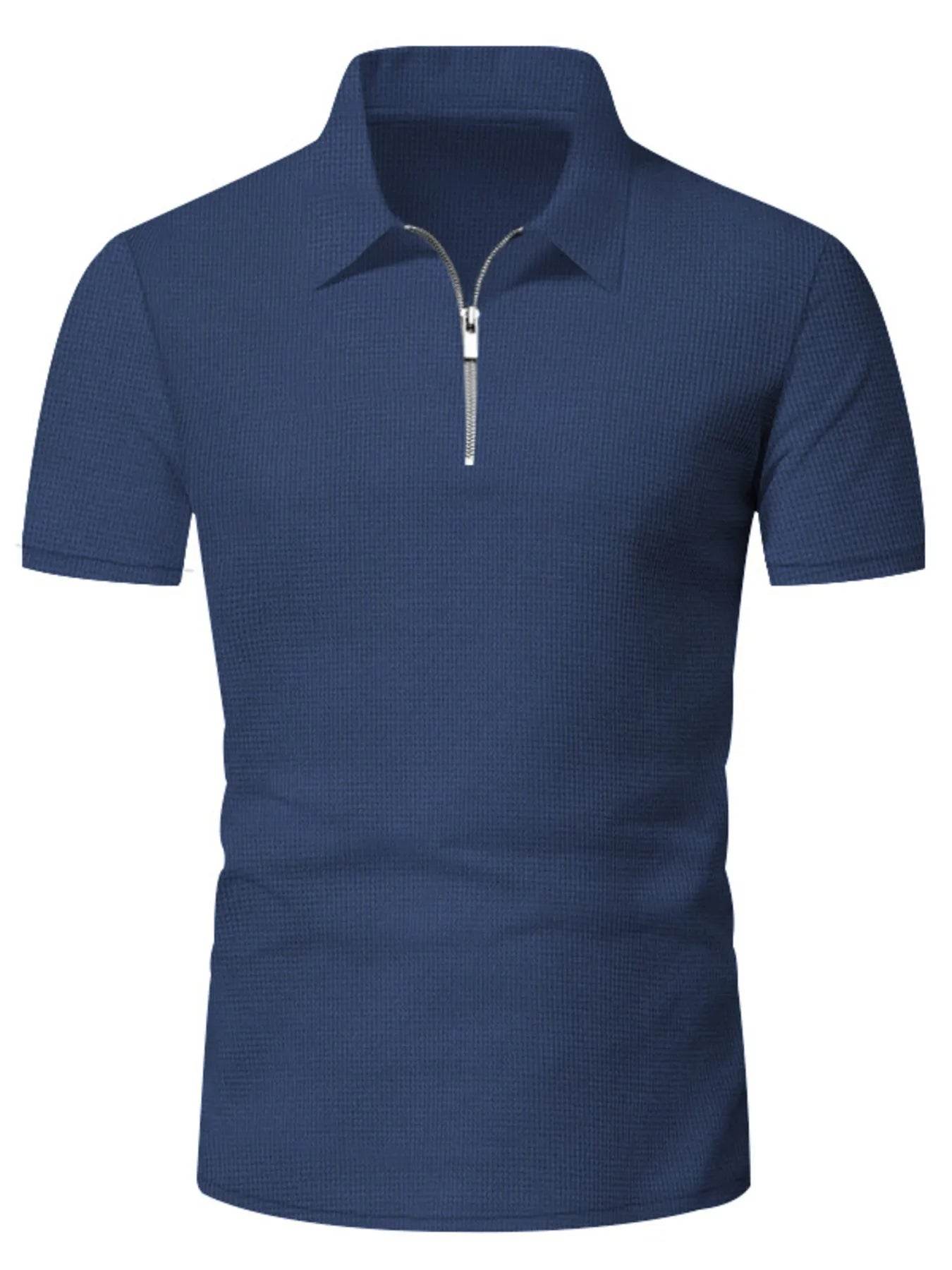 Men's Plus Size Quarter Zip Short Sleeve Top and Shorts Set - Tredona LLC