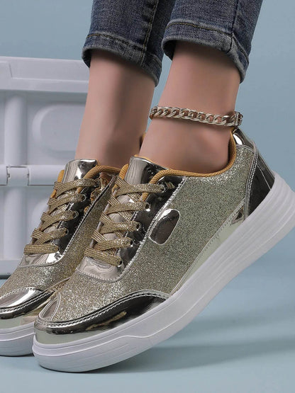 Glitter Metallic Platform Sneakers - Tredona LLC
