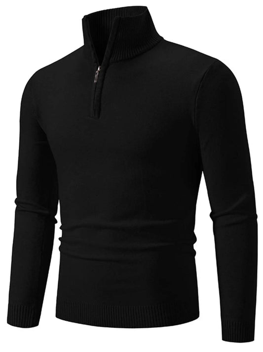 Men's Plus Size Quarter-Zip Turtleneck Sweater - Tredona LLC