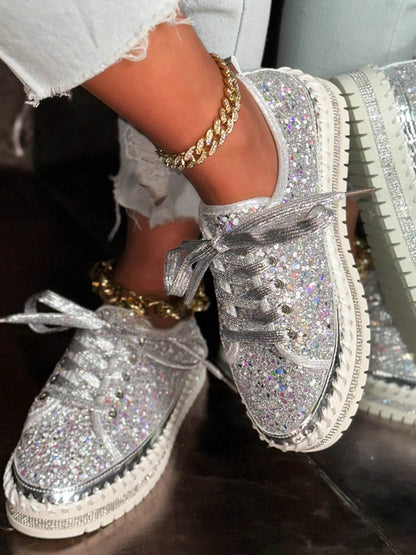 Lace Up Round Toe Platform Sneakers - Tredona LLC
