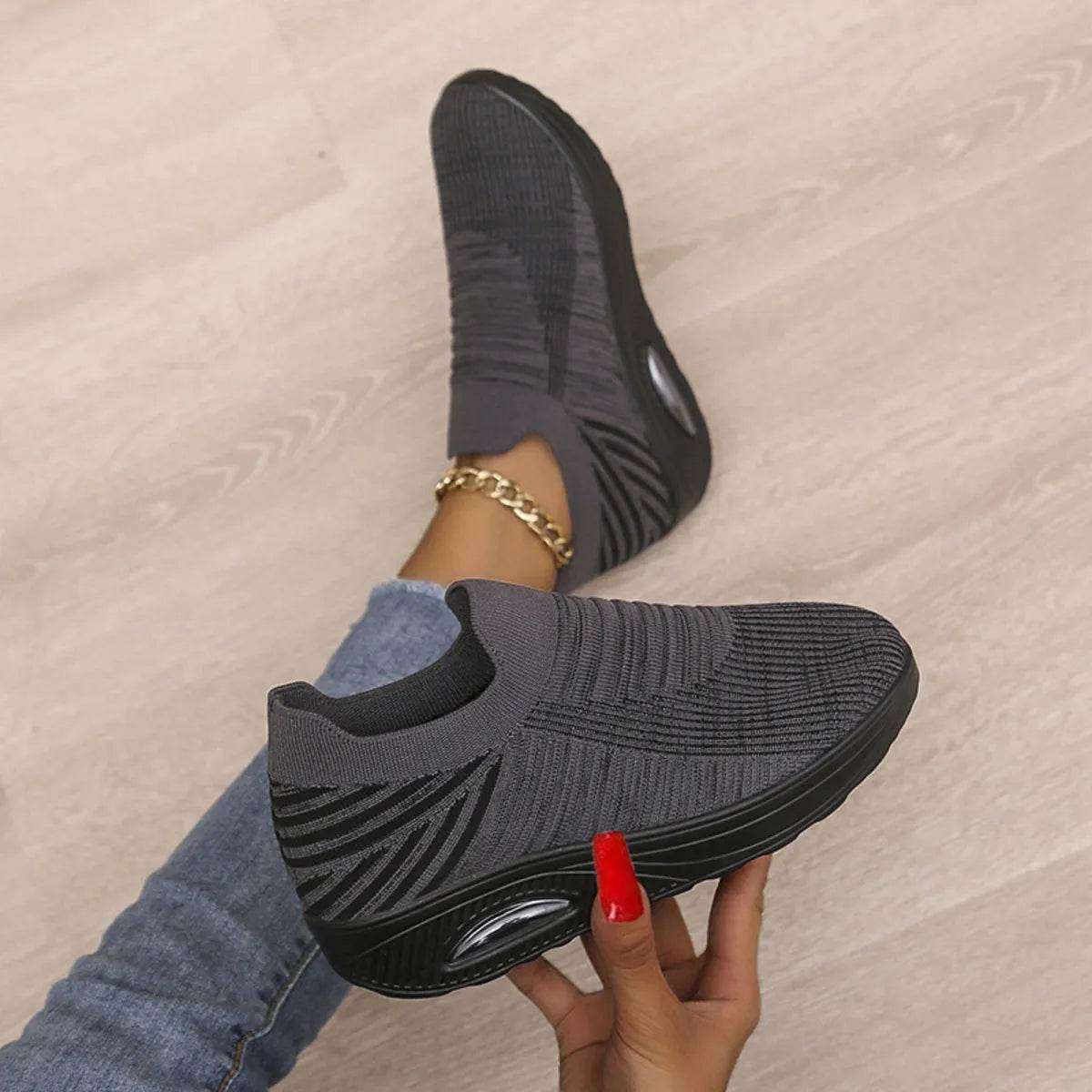 Breathable Mesh Wedge Sneakers - Tredona LLC