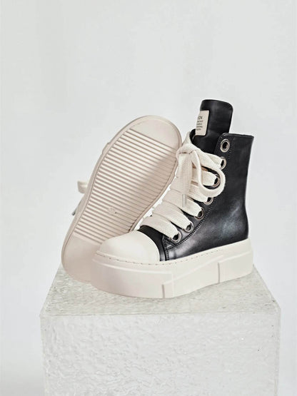 Platform Lace Up Contrast Sneakers - Tredona LLC