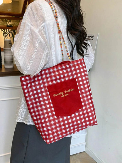 Gingham Pattern Tote Bag - Tredona LLC