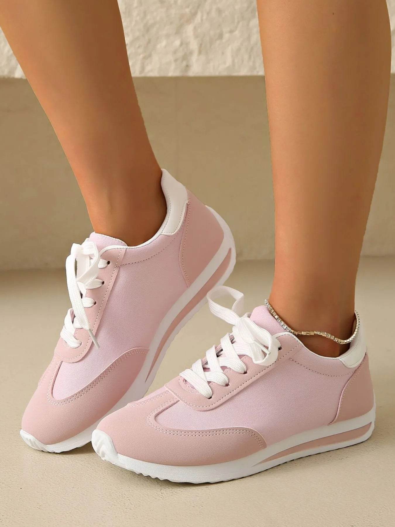 Round Toe Lace Up Sneakers - Tredona LLC