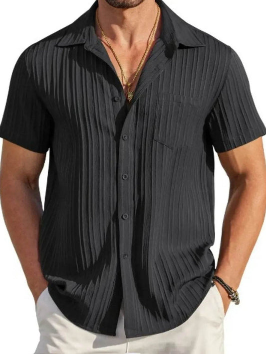Men's Full Size Button Up Short Sleeve Shirt Plus Size - Tredona LLC