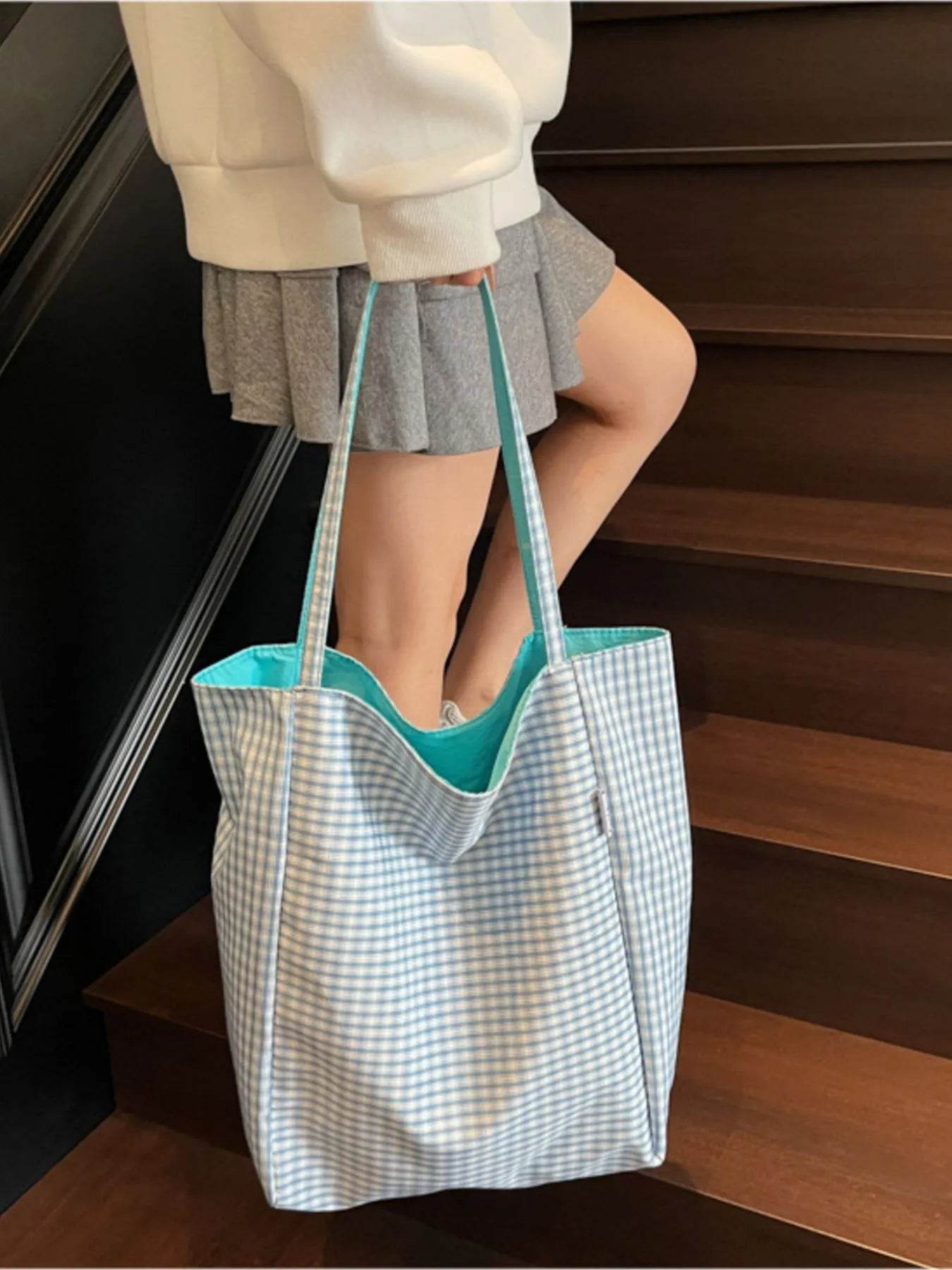 Plaid Pattern Tote Bag - Tredona LLC