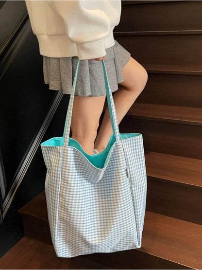 Plaid Pattern Tote Bag - Tredona LLC