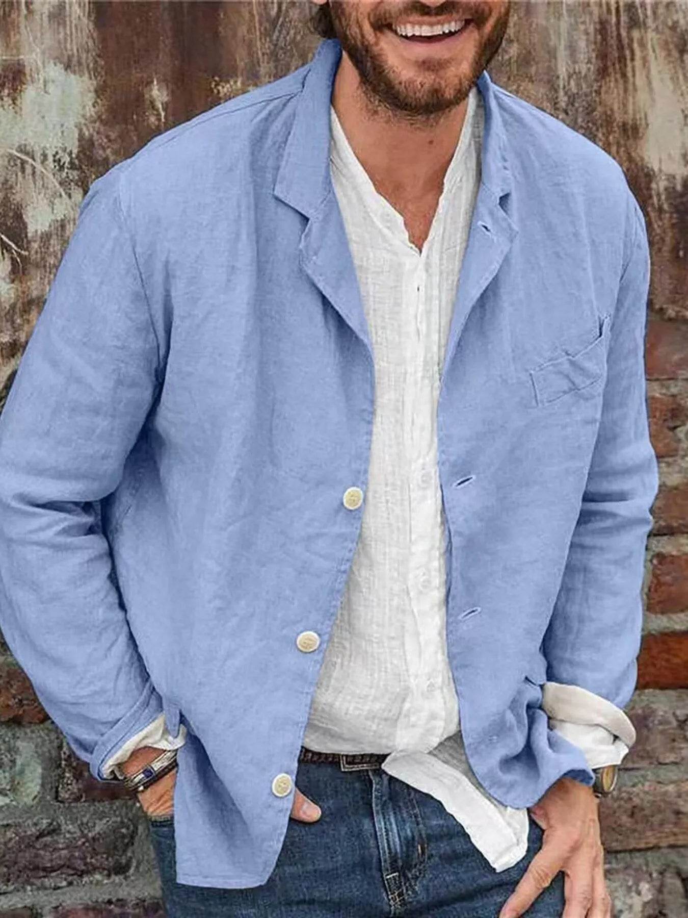 Men's Full Size Button Up Long Sleeve Shacket Plus Size - Tredona LLC