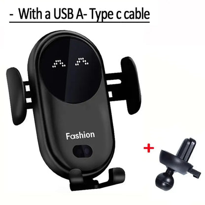 Fast Automatic Clamping Infrared Induction Car Wireless Charger Stand for iPhone 16 15 14 13 Pro Max Samsung Galaxy S25 S24 Plus