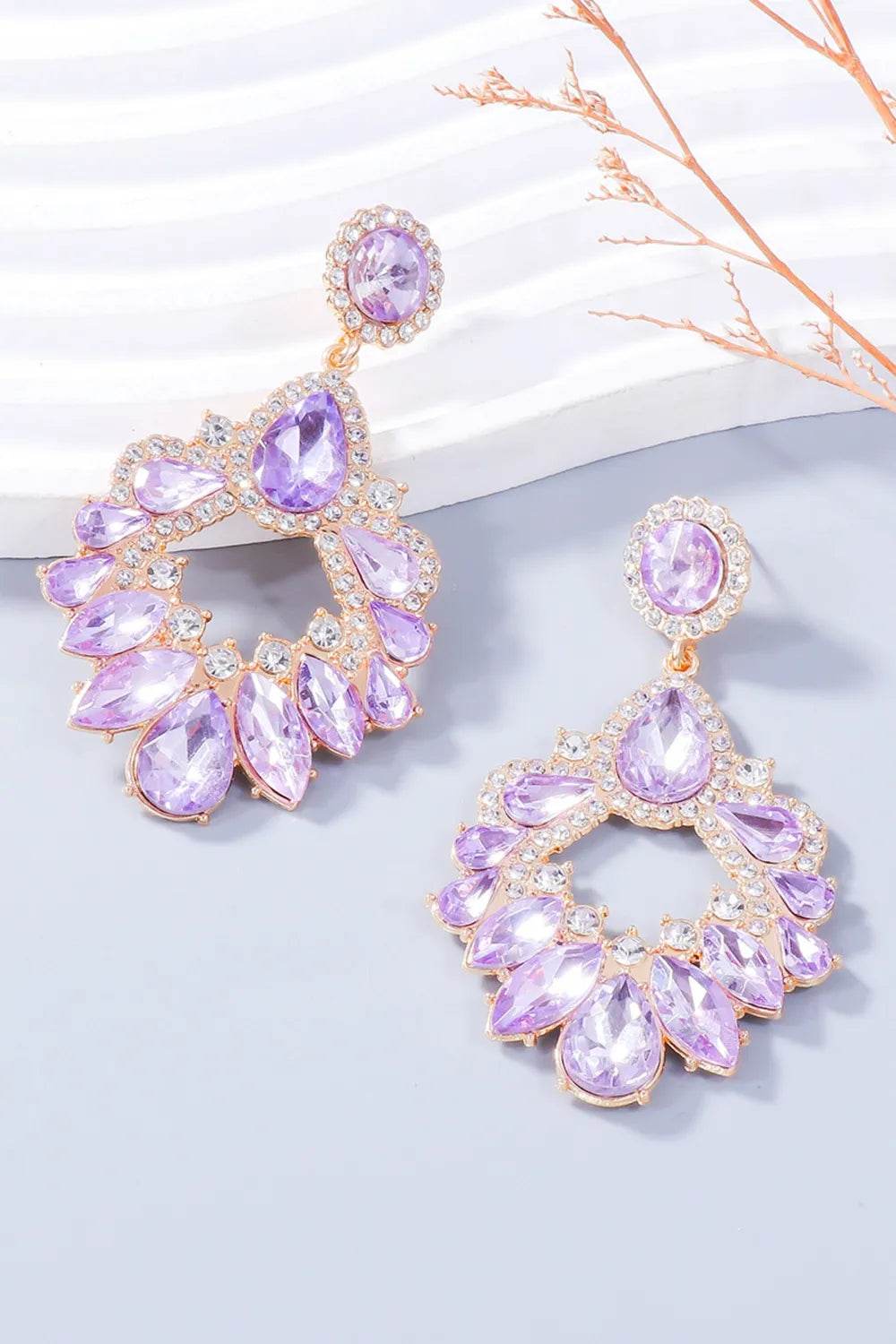 Alloy Rhinestone Dangle Earrings - Tredona LLC