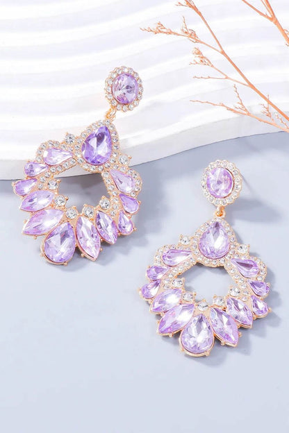 Alloy Rhinestone Dangle Earrings - Tredona LLC
