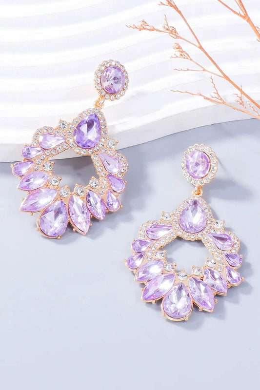 Alloy Rhinestone Dangle Earrings - Tredona LLC