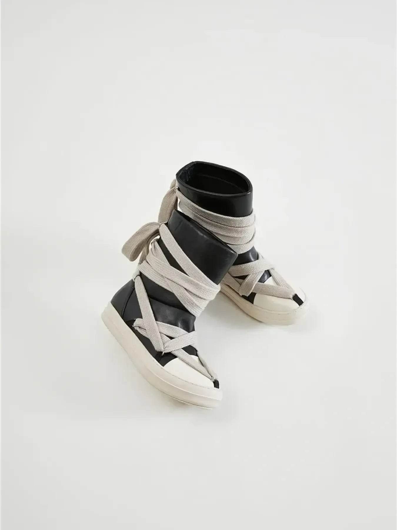 Lace-Up Round Neck Sneaker Boots - Tredona LLC