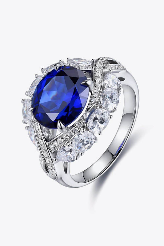 5 Carat Lab-Grown Sapphire Platinum-Plated Ring - Tredona LLC