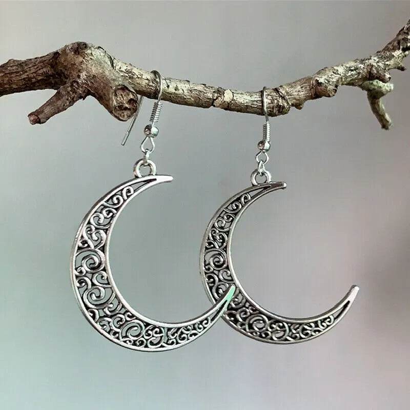 Alloy Cutout Moon Earrings - Tredona LLC