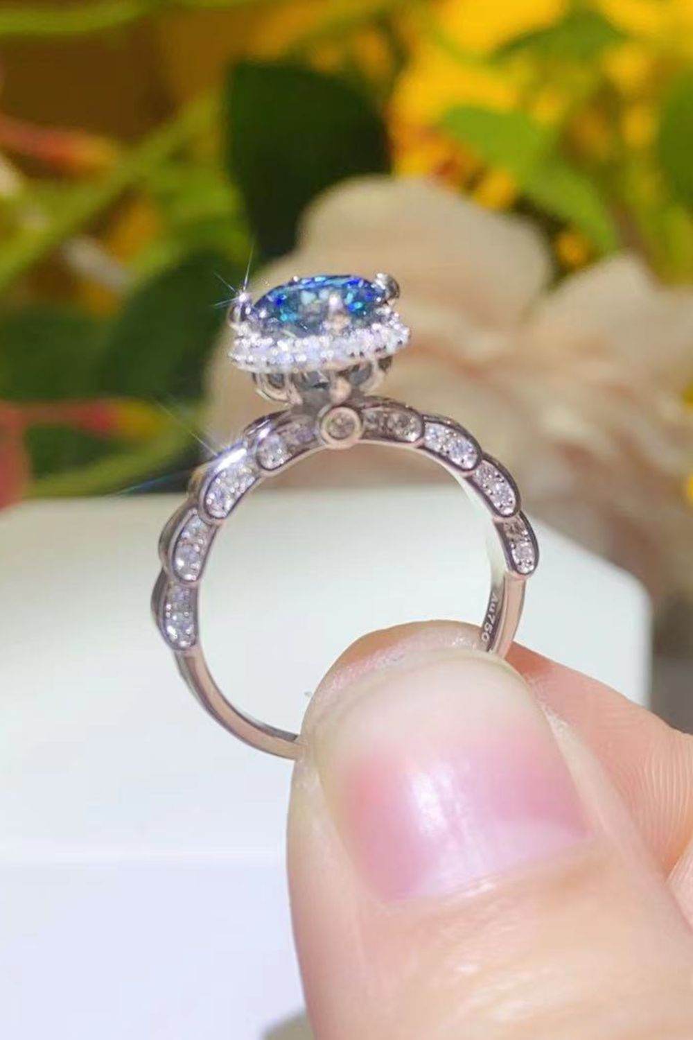 925 Sterling Silver 1 Carat Moissanite Cluster Ring - Tredona LLC