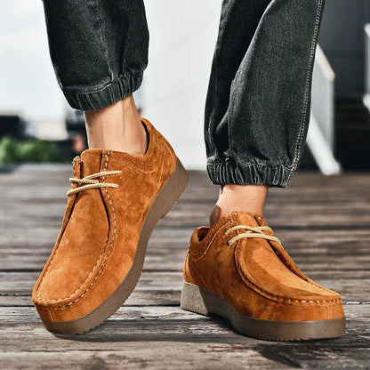 Outdoor Versatility For Traveling Suede British Style Leather Sneakers - Tredona LLC