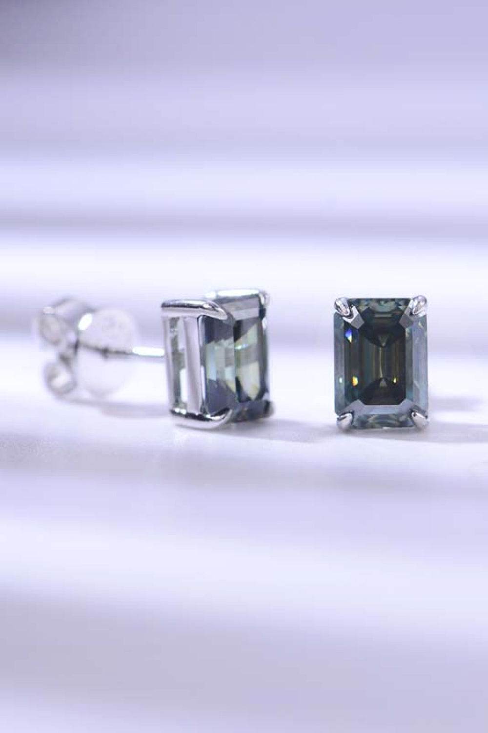 2 Carat Moissanite Stud Earrings in Green - Tredona LLC