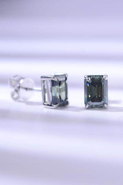 2 Carat Moissanite Stud Earrings in Green - Tredona LLC