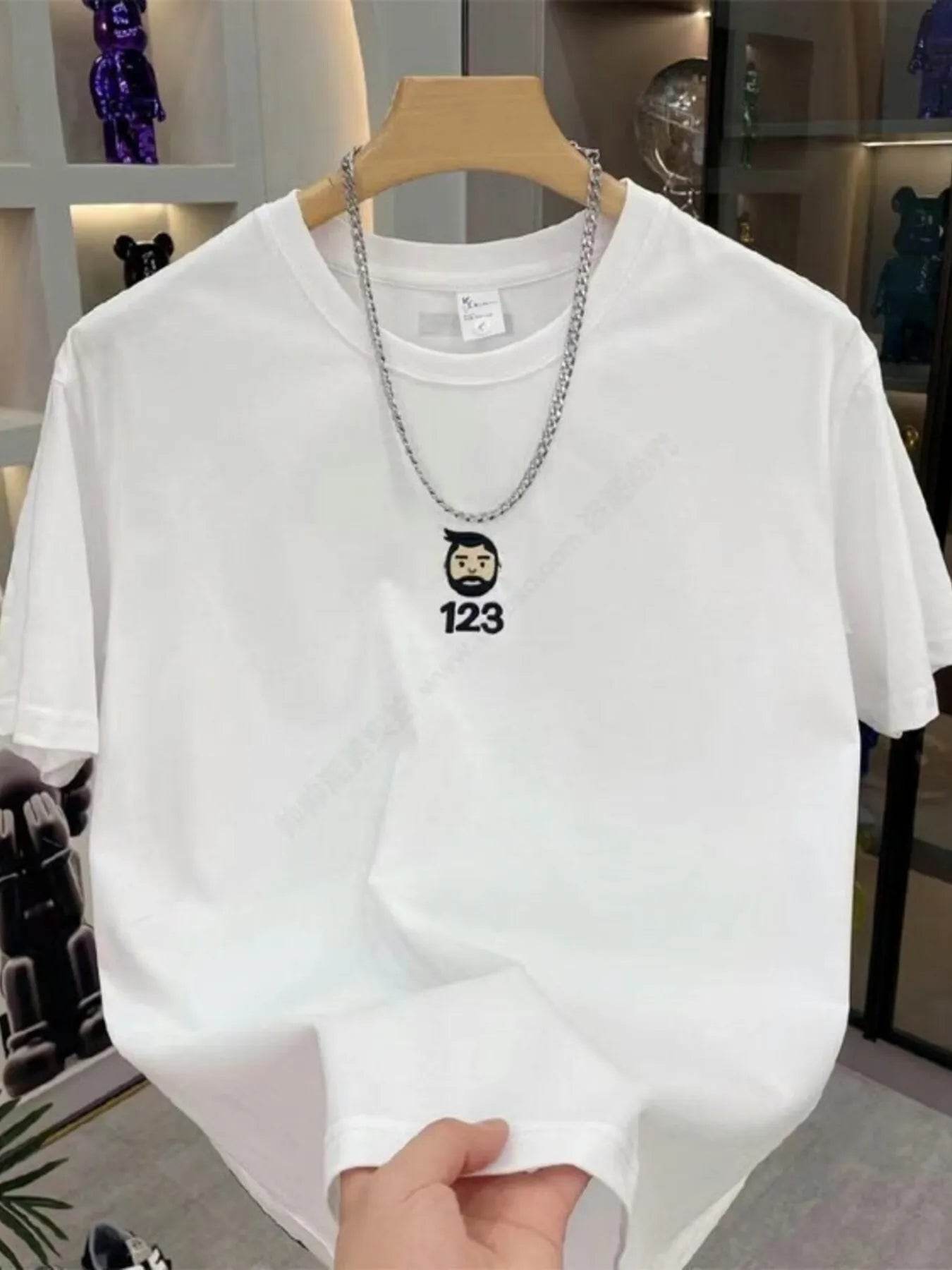 Men's Full Size Number 123 Round Neck T-Shirt Plus Size - Tredona LLC