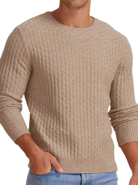 Men's Full Size Ribbed Hem Round Neck Sweater Plus Size - Tredona LLC