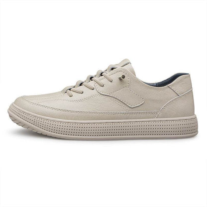 Men's Round Head Cowhide Surface Breathable Casual Skateboard Shoes - Tredona LLC