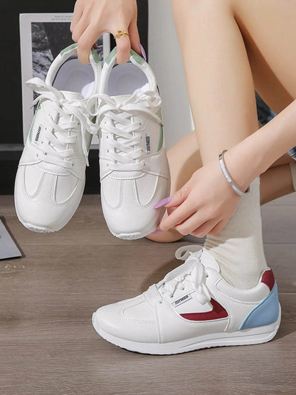 Round Toe Contrast Sneakers - Tredona LLC