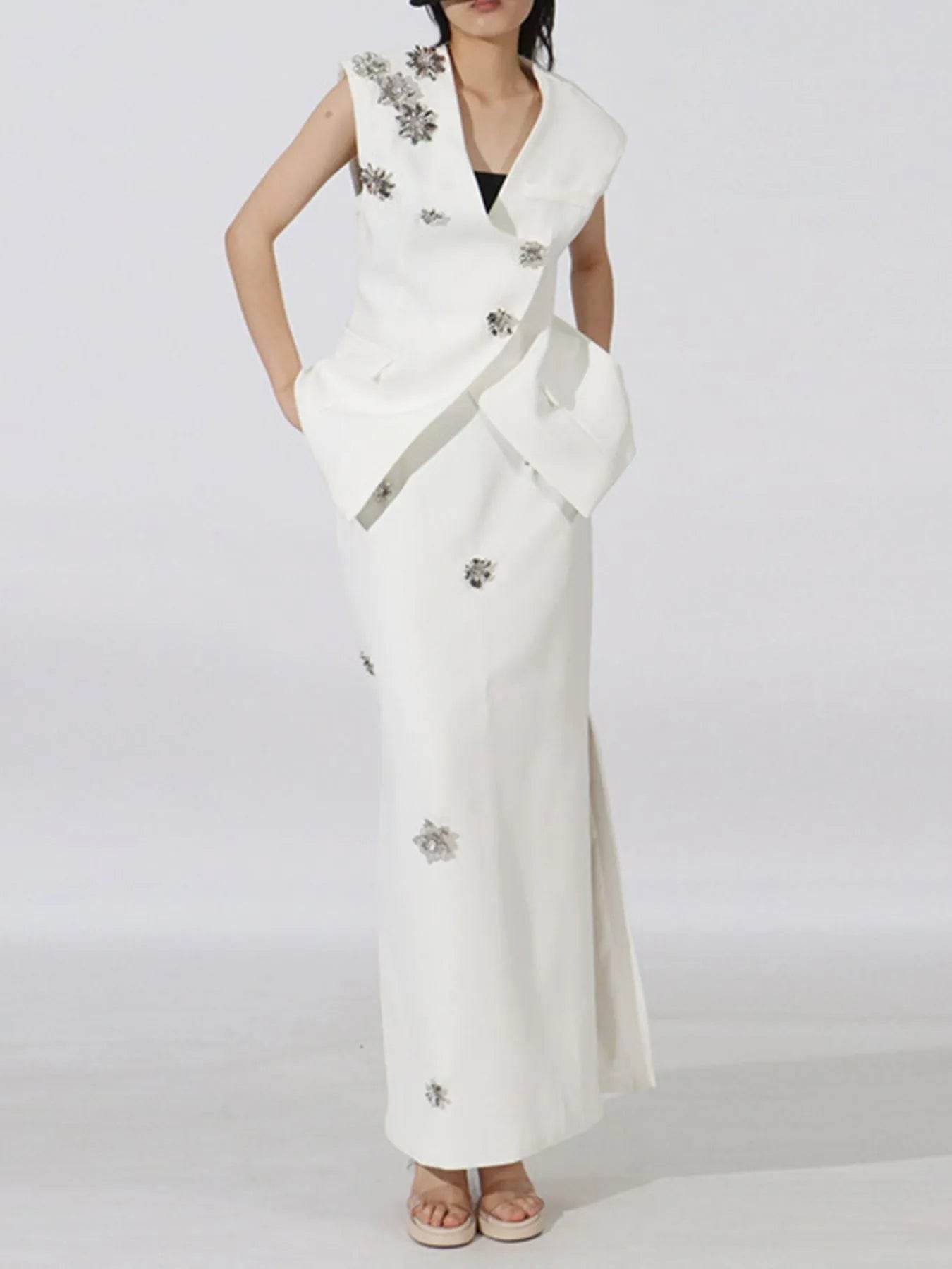 Flower Sleeveless Vest and Skirt Set - Tredona LLC