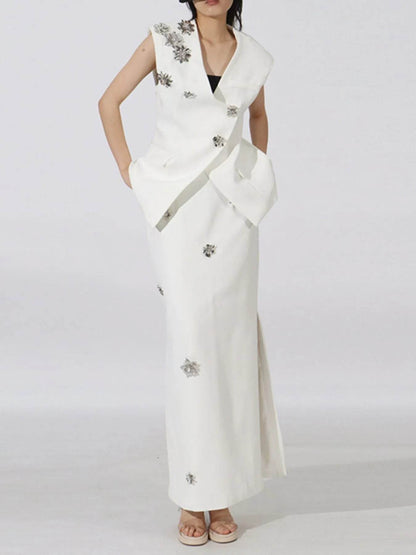 Flower Sleeveless Vest and Skirt Set - Tredona LLC