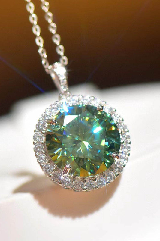 10 Carat Moissanite Pendant Platinum-Plated Necklace - Tredona LLC