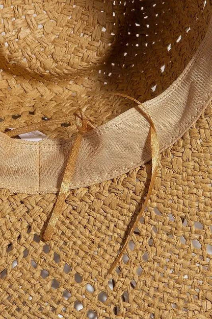 Fame Mixed Beaded Strap Western Fedora Straw Hat - Tredona LLC