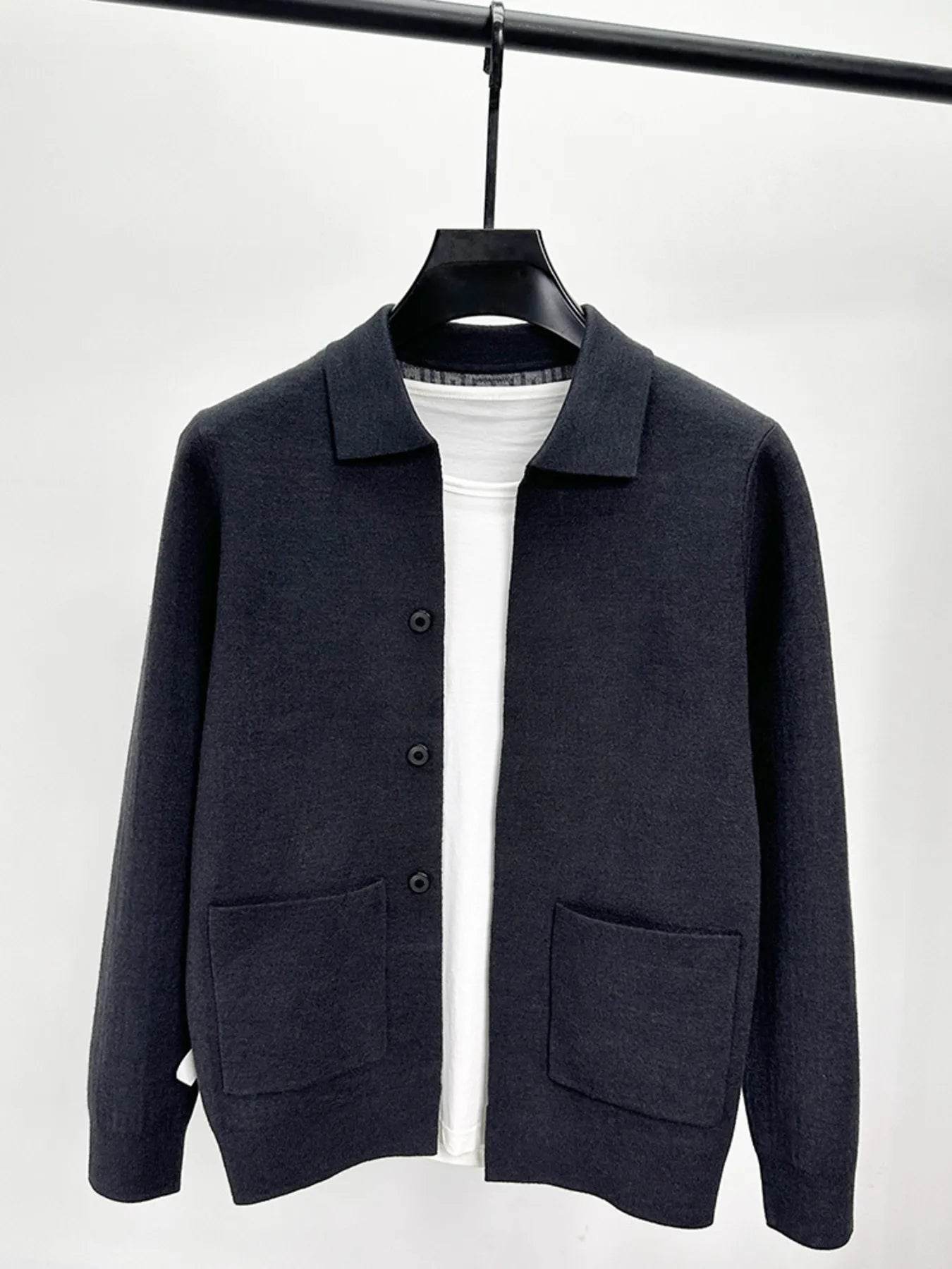 Men's Plus Size Button-Up Cardigan with Pockets - Tredona LLC
