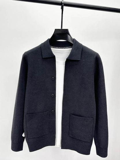 Men's Plus Size Button-Up Cardigan with Pockets - Tredona LLC