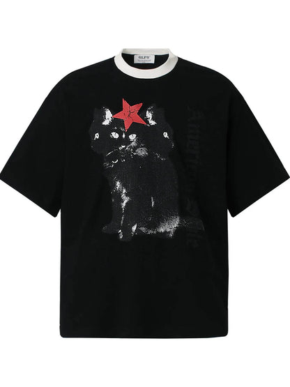 Men's Graphic Round Neck Oversized T-Shirt - Tredona LLC
