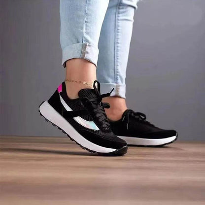 Mesh Contrast Round Toe Sneakers - Tredona LLC