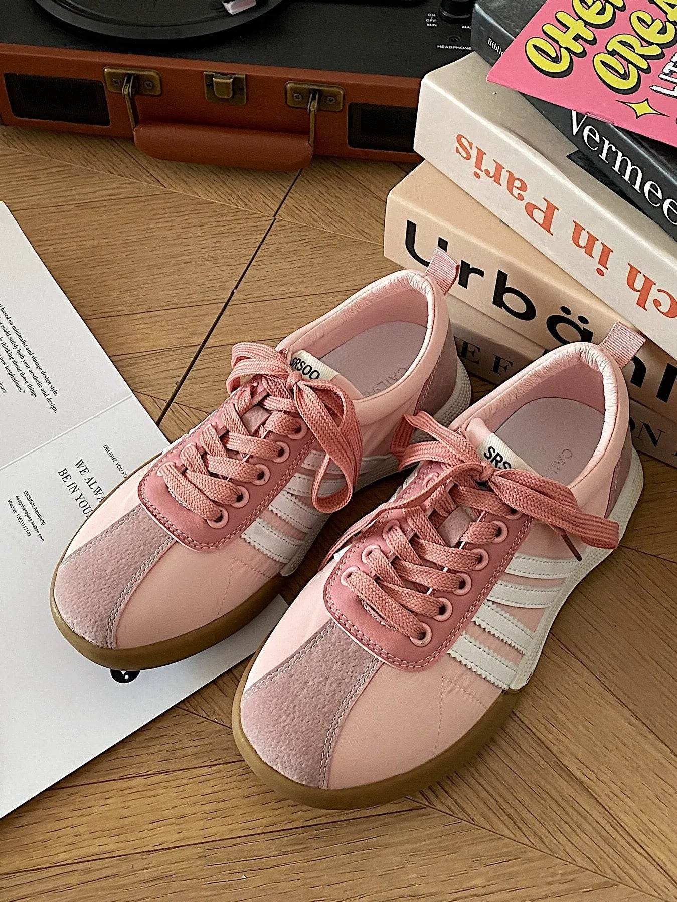 Striped Lace Up Sneakers - Tredona LLC