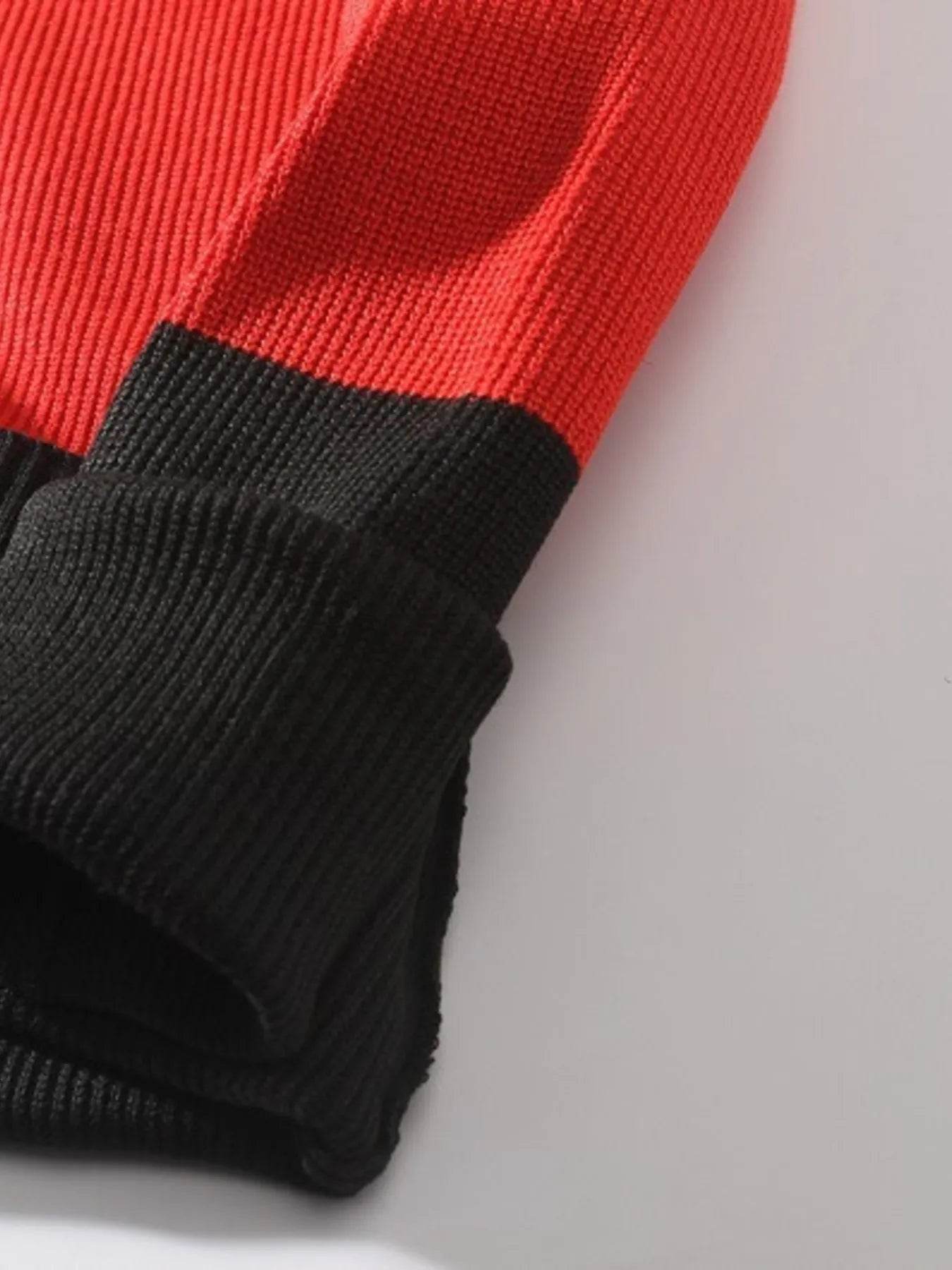Men's Plus Size Color Block Round Neck Sweater - Tredona LLC