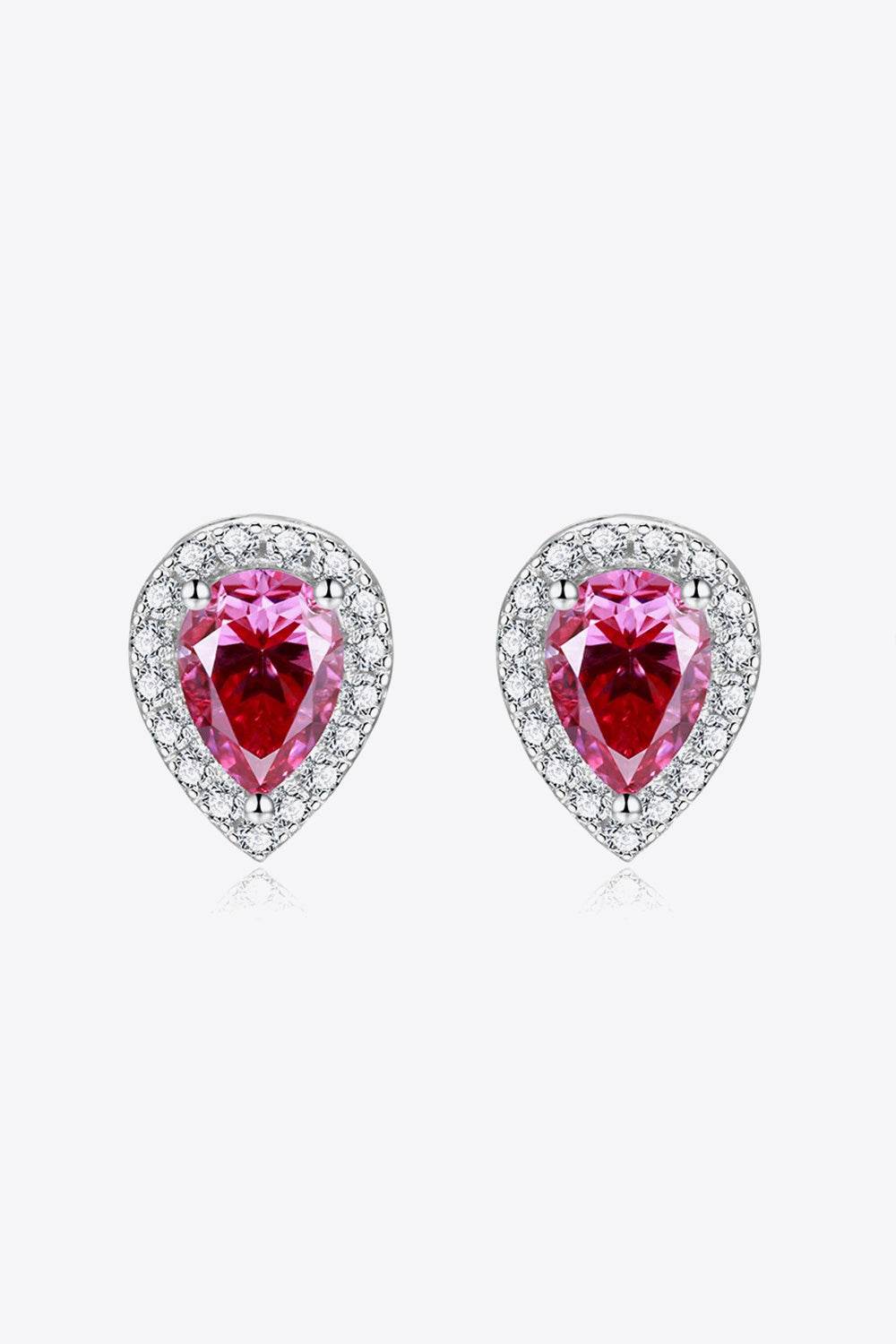 2 Carat Moissanite Teardrop Stud Earrings in Rose - Tredona LLC