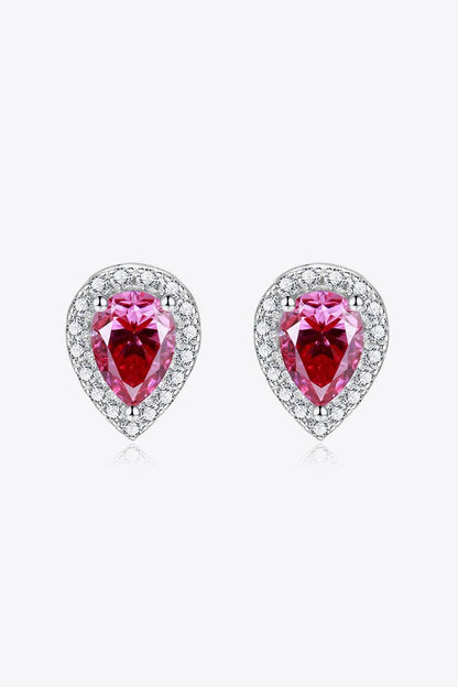 2 Carat Moissanite Teardrop Stud Earrings in Rose - Tredona LLC